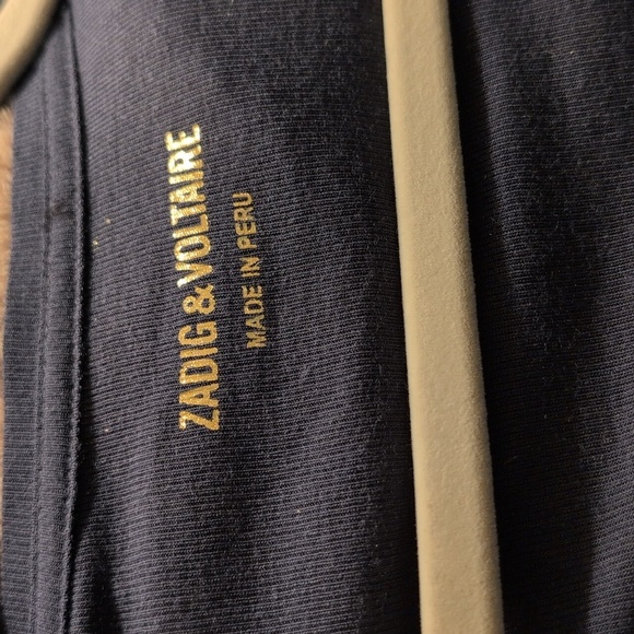 NWT Zadig & Voltaire Tino Gold Foil-Trimmed Tee - Picture 4 of 5